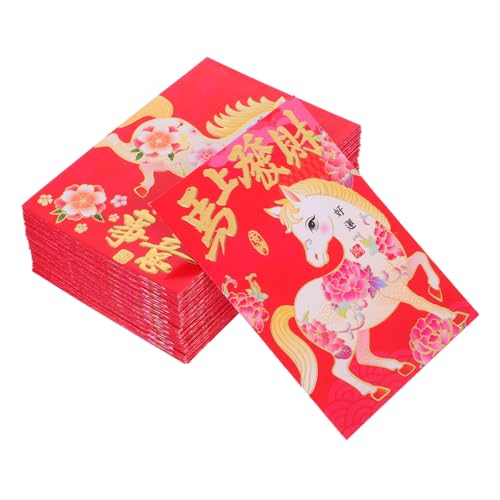 VILLCASE 120 Stück Chinesische Rote Umschläge Pferde Lunar Year Umschläge mit Großem Fassungsvermögen für Neujahr Hochzeit Traditionelle und Geldgeschenke von VILLCASE