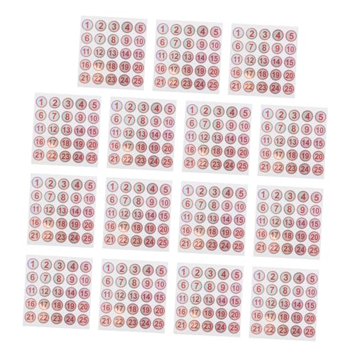 VILLCASE 15 Blatt Wasserfeste Zahlenaufkleber 1-25, Selbstklebende, Reißfeste Etiketten Für Flaschen, Becher, Behälter, Nummerierungsaufkleber Für Das Büro Im Freien, Schule von VILLCASE