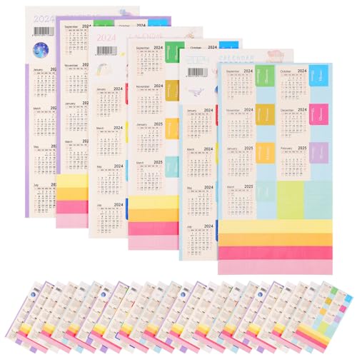 VILLCASE 15 Sets 2024 Kalender Aufkleber 2024-2025 Monatskalender Index Registerkarten Notizblock Monatsaufkleber Tagesplan Aufkleber Abziehen und Aufkleben Planer Lesezeichen von VILLCASE
