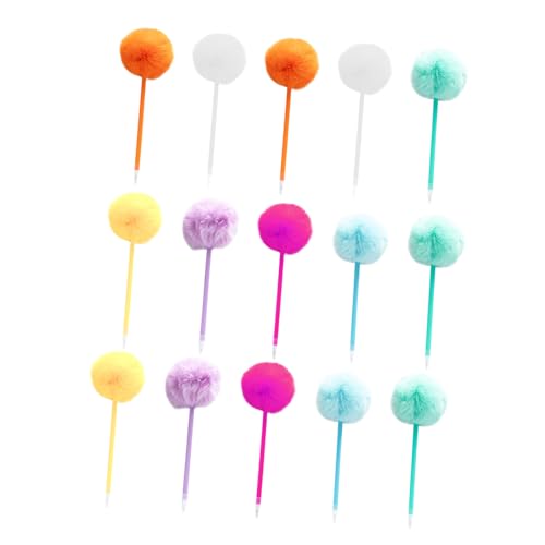 VILLCASE 15 Stück Teiliges Bunte Pompon Kugelschreiber Flauschige Kugelspitze Niedliche Schreibstifte für Schule Büro und Weihnachtsfeier Bunte Party-stifte mit Weichem Pom Pom für von VILLCASE