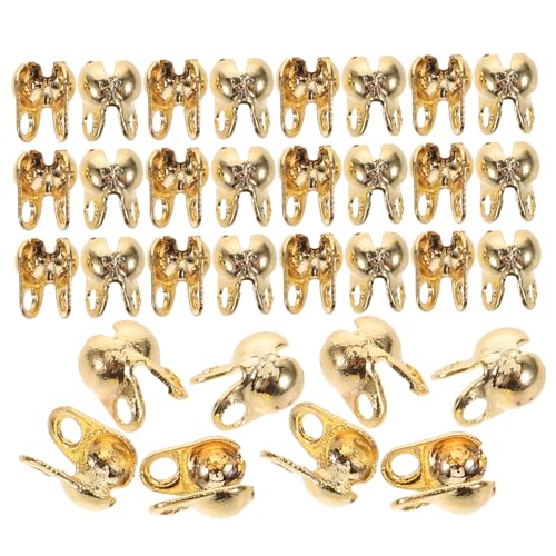 VILLCASE 150 Stück Schmuck Endkappen Kupfer mit Goldbeschichtung Quetschperlen Knotenabdeckungen und Endkappen für Diy und Armbänder Installieren und Langlebig von VILLCASE