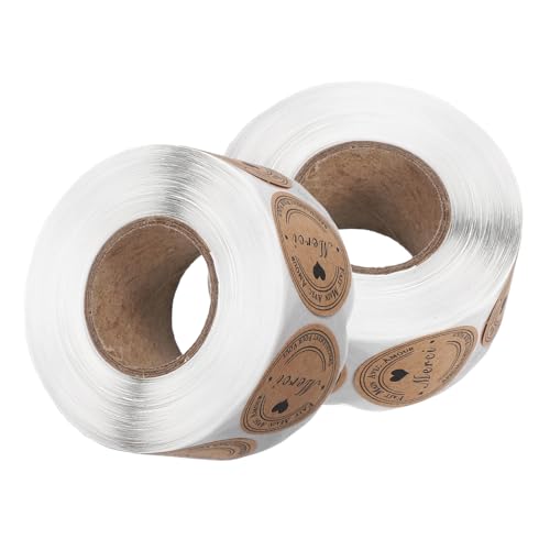VILLCASE 2 Rollen Aufkleber Runde Selbstklebende Etiketten für Hochzeiten Partys Shower und Kleine Unternehmen Vintage Kraftpapier Design von VILLCASE
