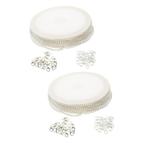 VILLCASE 2 Rollen Eisenkette Diy Armband Zubehör mit Lobster Claps Hochwertige Gliederkette für Schmuckherstellung Vielseitig Einsetzbar für Armbänder und Mehr Silberfarben von VILLCASE