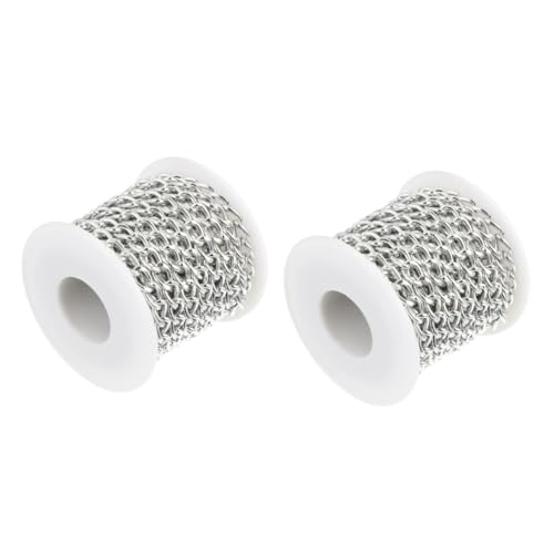 VILLCASE 2 Rollen Gepäckkette Perlen Zum Basteln Schmuck Ringe Verschlüsse Bausatz Silberkette Lanyards Halskette Stabile Kette Für Tasche Taschenkette Ersatz Diy-kette Aluminium Silver von VILLCASE