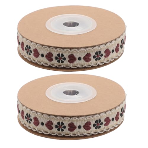 VILLCASE 2 Rollen Vintage Blumenmuster Band Polyester Dekorationsmaterial für Diy Projekte Basteln und Verpackungen von Kleidung und Accessoires Langlebig und Farbecht von VILLCASE