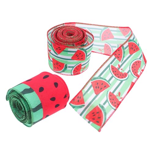 VILLCASE 2 Rollen Wassermelonenband Drahtrand Yards für Diy Bastelprojekte Schleifenherstellung und Kranzdekoration Bedrucktes Dekoband Langlebigem Design VILLCASE 2 Rollen Wassermelonenband Drahtrand Yards für Diy Bastelprojekte Schleifenherstellung und Kranzdekoration Bedrucktes Dekoband Langlebigem Design von VILLCASE