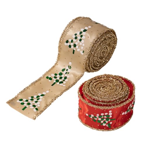 VILLCASE 2 Rollen Weihnachtsband Präsentieren Sie Ein Wickelband Partyband Festivalband Bänder Für Kranzschleifen Feiertagsbänder Zum Basteln Verpackungsband Geschenkband Packband Stoff VILLCASE 2 Rollen Weihnachtsband Präsentieren Sie Ein Wickelband Partyband Festivalband Bänder Für Kranzschleifen Feiertagsbänder Zum Basteln Verpackungsband Geschenkband Packband Stoff von VILLCASE