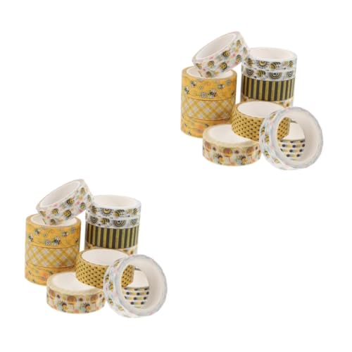 VILLCASE 2 Sätze Blumenband Bienen Waben Süßes Band Blumen- Washi-tape-ästhetik Dekoratives Washi Tape Diy Klebeband Scrapbooking Washi Tape Aufkleber 12 Rollen * 2 von VILLCASE