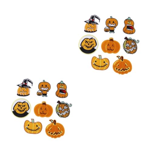 VILLCASE 2 Sätze Halloween-kürbis-patch-aufkleber Nähen Sie Auf Halloween-patches Dekorative Applikationen Patch Aufnähen Halloween Mitgebsel Halloween Oblaten Kürbisflecken 8 Stücke * 2 von VILLCASE