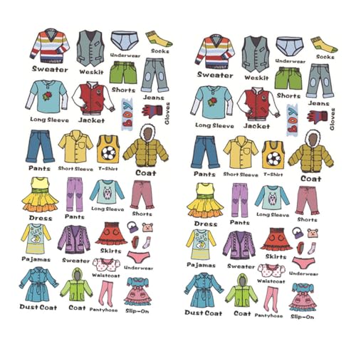VILLCASE 2 Sätze Selbstklebende Kleideretiketten aus PVC für Kinderzimmer Abnehmbare Aufkleber zur Kleiderorganisation für Kleiderschränke und Langlebig von VILLCASE