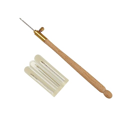 VILLCASE 2 Sätze Teiliges Stanznadel Für Stickerei Diy Punch Needle Pen Mit Holzgriff Stange Und Nadeln Werkzeug Für Anfänger Und Kreative Projekte 4 Stücke * 2 von VILLCASE