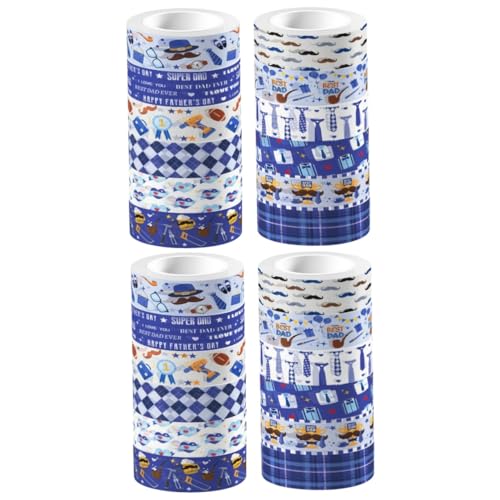 VILLCASE 2 Sätze Transparentes Rollband Kunsthandwerk Vater Basteln Journaling Gold Regenbogen Papa Washi -bänder Scrapbooking -vorräte Aufkleber 12 Rollen * 2 von VILLCASE