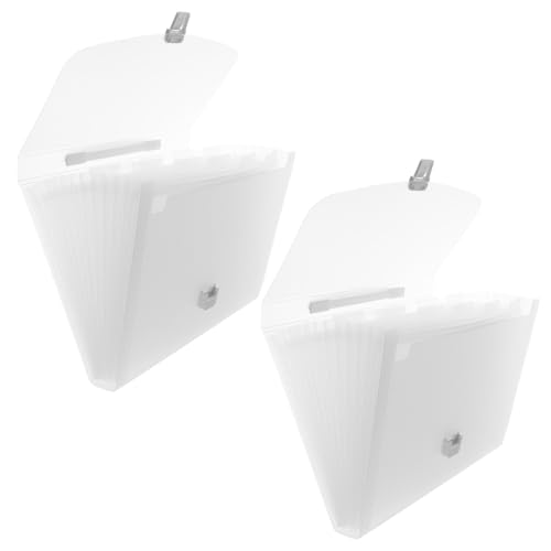 VILLCASE 2 Stück Accordion File Organizer mit Fächern und Robustem Griff Erweiterbarer Dokumentenordner für Büro Schule und Zuhause Transparenter Mehrzweck-organizer mit Beschrifteten Tabs von VILLCASE