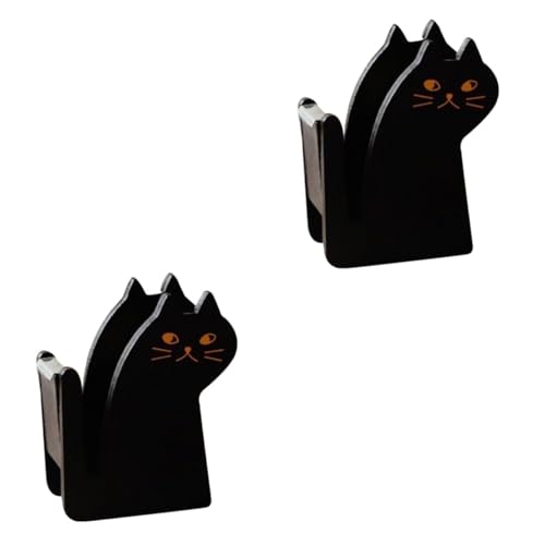 VILLCASE 2 Stück Bandschneider Hallo Katzenbandabroller Klaue Cutter Klebeband-Spender-Schreibtisch aus Klebebandspender in Katzenform Klebebandspender süß hölzern Black von VILLCASE