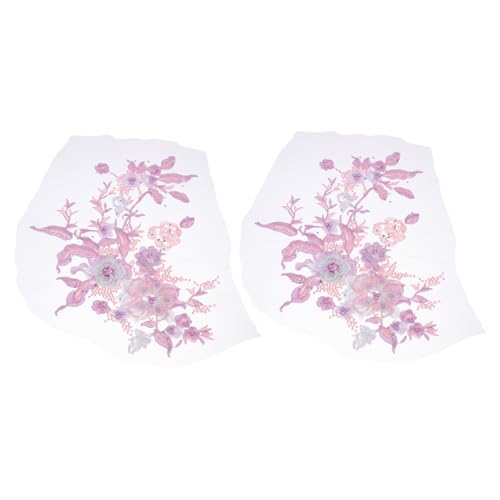 VILLCASE 2 Stück Bestickte Spitzenapplikationen mit Perlen Blumen Stickerei zum Aufbügeln für Brautkleider DIY Kleidung Stabile Polyesterqualität von VILLCASE