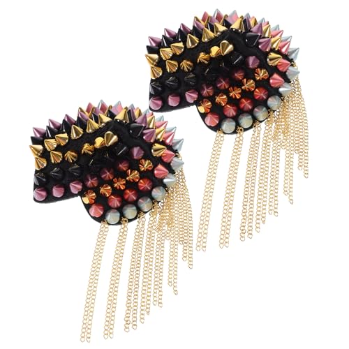 VILLCASE 2 Stück Bunte Schulterklappen mit Quasten und Nieten Teiliges Vintage Epauletten für Uniform Kostüm und Modeaccessoires Modische Kleidungsschmuck für Damen und Herren von VILLCASE