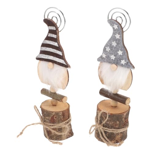 VILLCASE 2 Stück Gesichtslose Puppe Visitenkartenhalter Mini Bausatz Dekorationen Urlaubskarte Party visitenkarten halterung weihnachtsdeko Memohalter Weihnachts-Büroklammern Hölzern Grey von VILLCASE