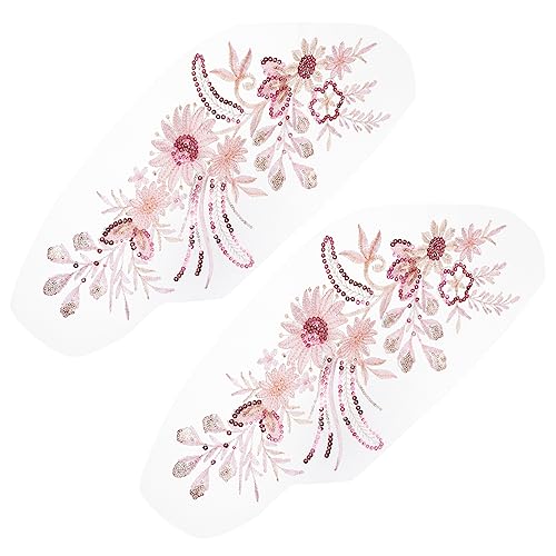 VILLCASE 2 Stück Gestickter Stoffaufnäher bestickt Girlande Glyzinien funkeln Flecken sticker für kleidung aufkleber kleidung patch DIY -Kleidung Dekorationen Blumenbeete Pailletten Rosa von VILLCASE