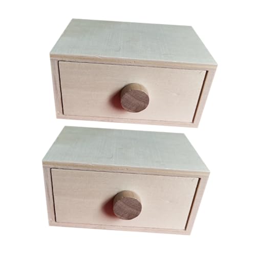 VILLCASE 2 Stück Holz Aufbewahrungsbox mit Großer Kapazität Multifunktional für Büro und Zuhause DIY Holz Geschenkbox für Schmuck Schublade Praktische Desktop Organizer von VILLCASE