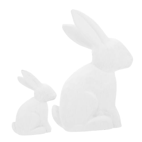 VILLCASE 2 Stück Holzkaninchen Figuren zum Basteln Unbemalte Tierornamente für DIY Kunstprojekte Holzdeko für Kinderzimmer Garten und Hochwertiges Robustes Material für Bastelaktivitäten von VILLCASE