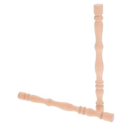 VILLCASE 2 Stück Holzsäulen Heimtreppenspindeln Holzbankbeine Rotation Puppenhaus Robuste Puppenhaus Drehscheibe Möbelbeine Puppenhausboden Puppenhaustreppe Treppenmöbel Khaki von VILLCASE