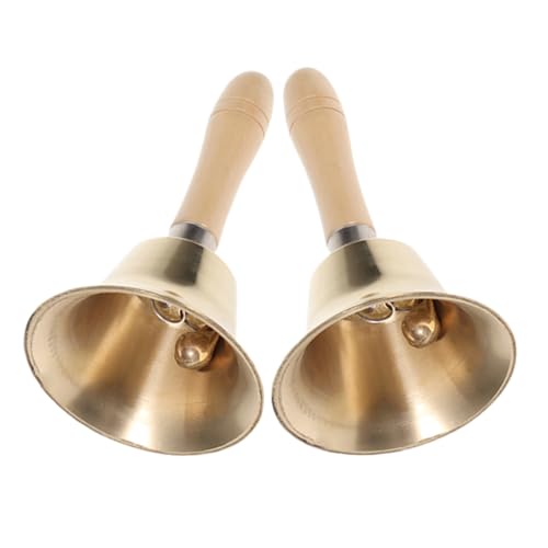 VILLCASE 2 Stück Lauter Handglocke mit Holzgriff Dekorative Serviceglocke für Hochzeiten Partys Klassenzimmer und Tiertraining Durchmesser Polierte Messingglocke VILLCASE 2 Stück Lauter Handglocke mit Holzgriff Dekorative Serviceglocke für Hochzeiten Partys Klassenzimmer und Tiertraining Durchmesser Polierte Messingglocke von VILLCASE
