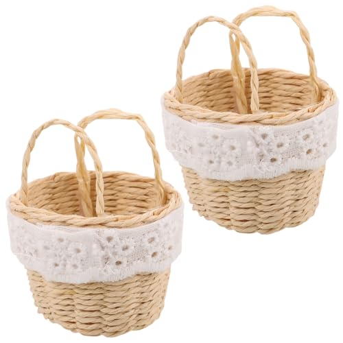VILLCASE 2 Stück Mini Rattankörbe mit Griff Handgefertigte Kleine Flechtkörbe für Blumenarrangements Tragbare Mini-picknickkörbe für Hochzeitsdekoration Vielseitige Aufbewahrung VILLCASE 2 Stück Mini Rattankörbe mit Griff Handgefertigte Kleine Flechtkörbe für Blumenarrangements Tragbare Mini-picknickkörbe für Hochzeitsdekoration Vielseitige Aufbewahrung von VILLCASE