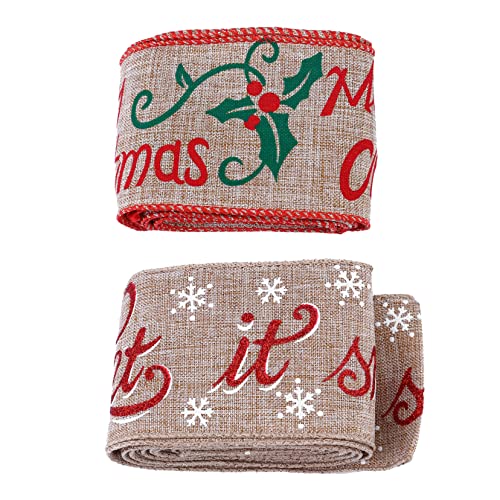 VILLCASE 2 Stück Schleife Sackleinen Weihnachtsband Schier Haken Rot Garnband Weihnachtsbänder Doppelt Samtband Funkelnd Weihnachten Trimmen Band Zum Verpacken Gold Fleck Bausatz Leinen- VILLCASE 2 Stück Schleife Sackleinen Weihnachtsband Schier Haken Rot Garnband Weihnachtsbänder Doppelt Samtband Funkelnd Weihnachten Trimmen Band Zum Verpacken Gold Fleck Bausatz Leinen- von VILLCASE