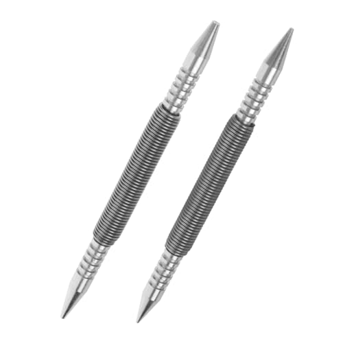 VILLCASE 2 Stück Teiliges Federnagel set mit Doppelkopf Federbeladener Nagelpräger für Holz und Metall Präzises Mittelloch stanzwerkzeug Kompakt und Tragbar für Werkstatt und Baustelle von VILLCASE