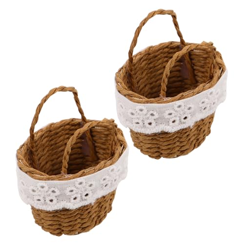 VILLCASE 2 Stück Teiliges Mini Handgeflochtenes Körbchen Mini Rattan Blumenkorb mit Griff Vielseitig für Puppenhaus Bastelprojekte Dekoration und Kleine Aufbewahrung Geeignet VILLCASE 2 Stück Teiliges Mini Handgeflochtenes Körbchen Mini Rattan Blumenkorb mit Griff Vielseitig für Puppenhaus Bastelprojekte Dekoration und Kleine Aufbewahrung Geeignet von VILLCASE