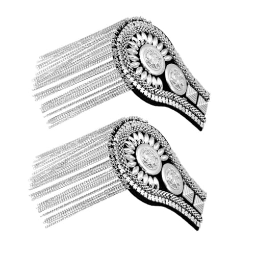 VILLCASE 2 Stück Teiliges Silberne Schulterklappen mit Quasten aus Zinklegierung Leichte Kostüm broschennadeln für Damen und Herren Modisches Design für Anzug und Kleidung von VILLCASE