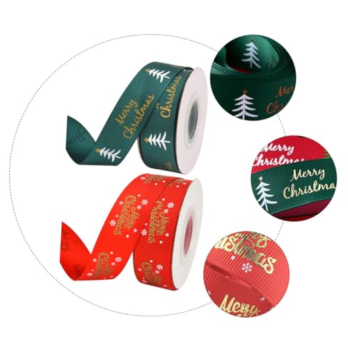 VILLCASE 2 Stück Weihnachtliches Dekorationsband Yards Rolle DIY Bastelmaterial für und Festliche Anlässe mit Fröhlichen Schneeflocken und Weihnachtsbäumen für Kreative von VILLCASE
