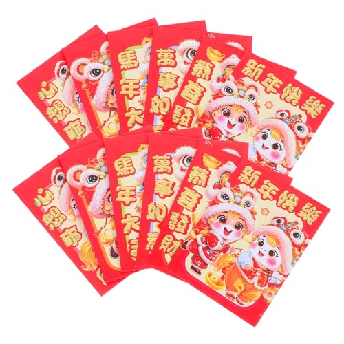 VILLCASE 20 Stück Jahr Des Pferdes Rote Umschläge Traditionelle Chinesische Geldumschläge aus Stabilem Papier mit Kreativem Cartoon Pferd Design Frühlingsfest Hong Bao Taschen für Neujahr von VILLCASE