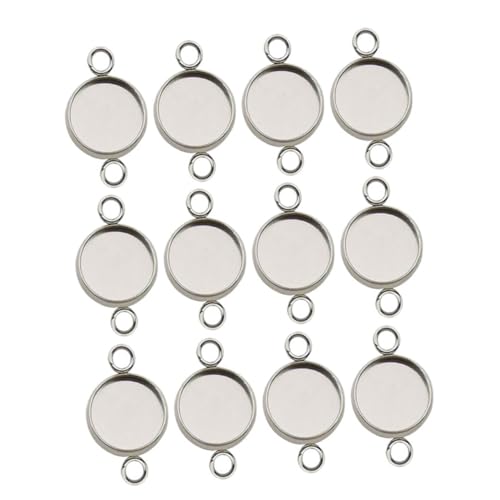 VILLCASE 20 Stück Runde Bezel Tray Anhänger Verbinder Leere Cabochon Einstellungen mit Doppel Schlaufen für Diy Schmuck Bastelarbeiten von VILLCASE