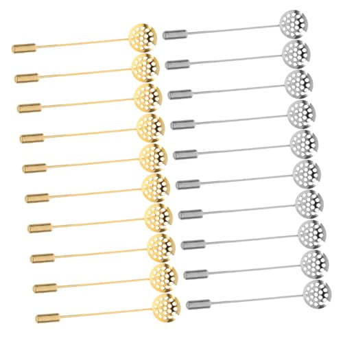 VILLCASE 20 Stück Runde Broschennadel mit Tray Leere Anstecknadeln für Diy Schmuckherstellung Hochzeitscorsage und Business Accessoires von VILLCASE