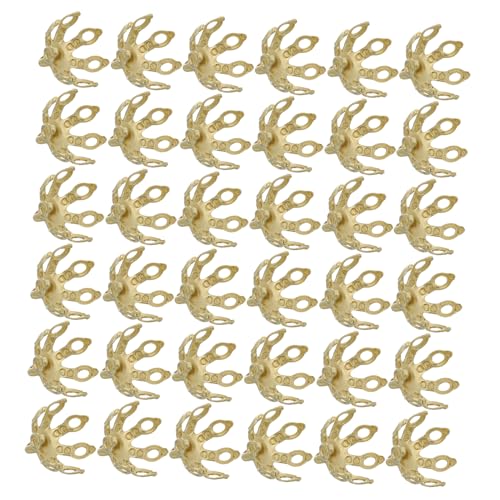 VILLCASE 200 Stück Blumenperlenkappen Messing Blütenblatt Design Endkappen für Diy Schmuck Halskette Armband Ohrringe Metallperlenkappen für Kreative Projekte von VILLCASE