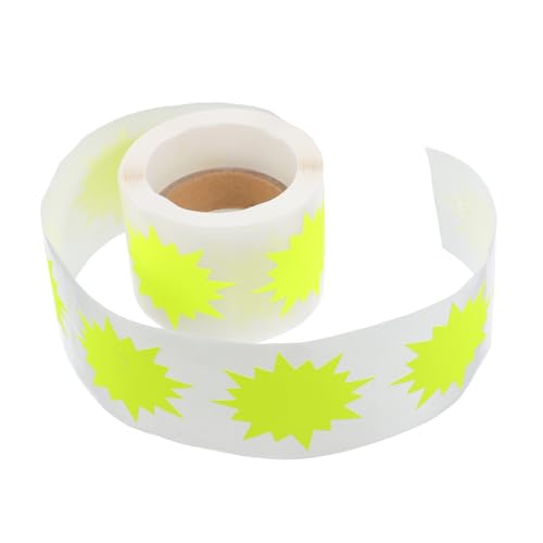 VILLCASE 200 Stück Fluoreszierende Burst Papier Verkaufsschilder für Garage und Einzelhandel Gelbe Preisetiketten für und Dekorationen von VILLCASE