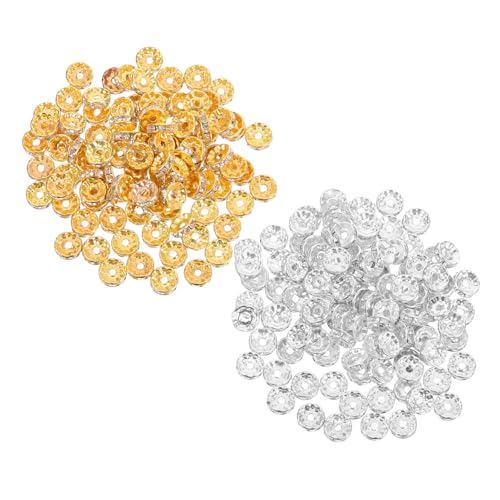 VILLCASE 200 Stück Rondelle Spacer Beads mit Funkelnden Strasssteinen Runde Schmuckperlen für Diy Halsketten Armbänder Ohrringe und Bastelprojekte Einfache Anwendung ohne Werkzeug VILLCASE 200 Stück Rondelle Spacer Beads mit Funkelnden Strasssteinen Runde Schmuckperlen für Diy Halsketten Armbänder Ohrringe und Bastelprojekte Einfache Anwendung ohne Werkzeug von VILLCASE
