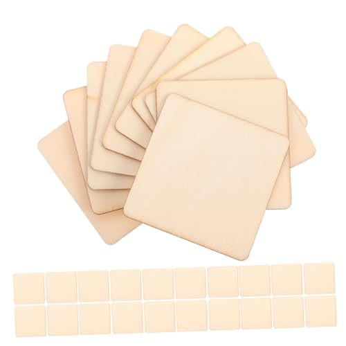 VILLCASE 200 Stück Unbehandelte quadratische Holzstücke Blanko Holzscheiben für DIY Basteln Gravieren Malen und festliche Dekorationen von VILLCASE