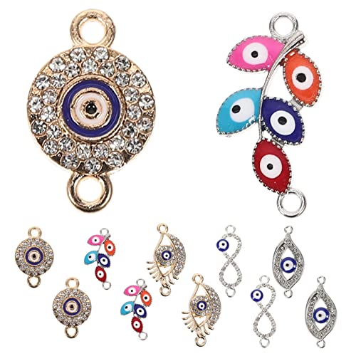 VILLCASE 22 Stück Evil Eye Charms Doppelloch Anhänger für Diy Schmuck Schmuckverbindungen für Ohrringe Armbänder und Kreative Bastelprojekte von VILLCASE