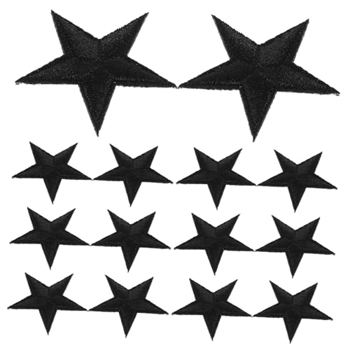 VILLCASE 24 Stück Pentagramm-patch Kleiderflicken Aufbügeln Bügellätigkeitsdekoration Stoffflicken Aufbügeln Sterndekorationen Nähen Kleine Flicken Zum Aufbügeln Black Polyester von VILLCASE