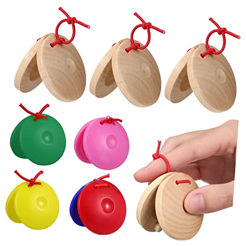 VILLCASE 24 Stück Teiliges Castagnetten Holz und Kunststoff Farbenfrohes Rhythmus Percussion Instrumentenspielzeug für Junge Mädchen und Kleinkinder Pädagogisches Musikinstrument für von VILLCASE