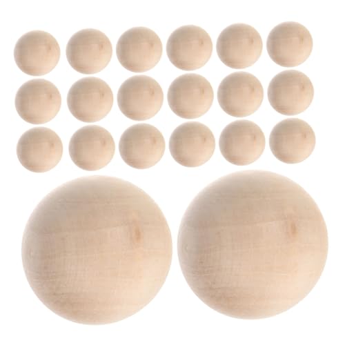 VILLCASE 25 Stück Holzhandwerk Holzkugeln Dekokugeln Holzperlen Ohne Löcher Holzrunde Perle DIY Holzperlen Holzkugeln Zum Basteln DIY Holzrunden Beige von VILLCASE