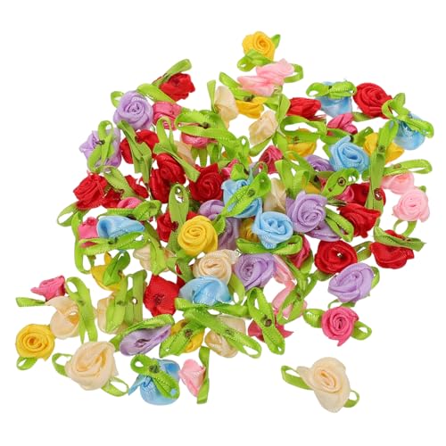 VILLCASE 250 Stück Mini Satinband Rosenköpfe für Basteln Künstliche Kleine Stoffblumen Vielseitige Diy Applikationen für Hochzeit Braut und Festdekoration Langlebig und Farbenfroh von VILLCASE