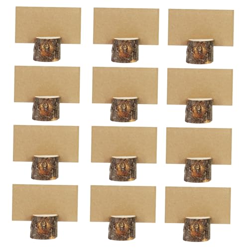 VILLCASE 26 Sets Holz Memohalter Tischnummernhalter Rustikale Tischdekoration Baumstumpf Kartenhalter Memoblock Halter Holz Memo Clip Halter Stumpfform Kartenhalter Kartenschild von VILLCASE