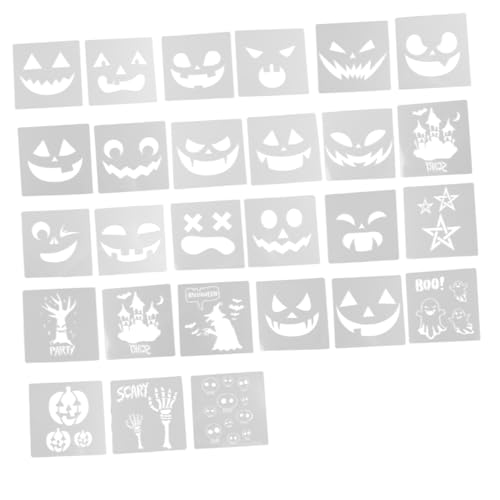VILLCASE 27 Stück Halloween-kürbis-emoticon-vorlage Halloween-gemälde Schablone Malen Aufkleber Halloween-kit Zeichenvorlagen Für Malvorlage Zeichnungsvorlage Weiß Das Haustier von VILLCASE