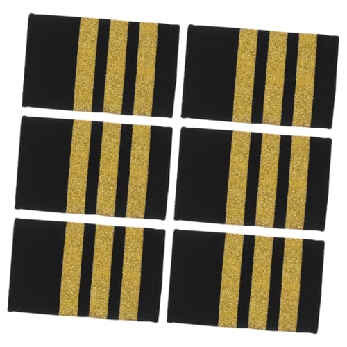 VILLCASE 3 Paare Goldene Schulterklappen Airline Uniform Epauletten für Piloten Kapitäne Crewmitglieder und Auszubildende Professionelle Hochwertige Schulterbänder für Flugpersonal von VILLCASE