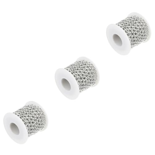 VILLCASE 3 Rollen Gepäckkette Perlen Zum Basteln Schmuck Verschlüsse Halskette Bausatz Ringe Lanyards Silberkette Taschenkette Ersatz Praktische Kofferkette Diy-kette Aluminium Silver von VILLCASE