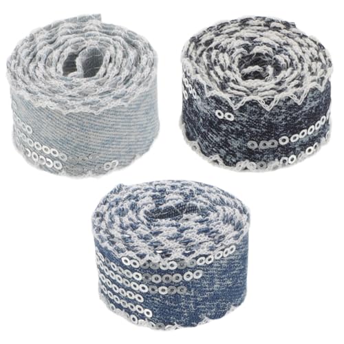 VILLCASE 3 Rollen Pailletten Denim Stoffband Breit Robustes Ripsband mit Funkelnden Pailletten Vielseitig für DIY Kleidung Kopfschmuck Dekoration Farbverlauf Dunkelblau VILLCASE 3 Rollen Pailletten Denim Stoffband Breit Robustes Ripsband mit Funkelnden Pailletten Vielseitig für DIY Kleidung Kopfschmuck Dekoration Farbverlauf Dunkelblau von VILLCASE
