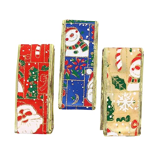 VILLCASE 3 Rollen Weihnachtsband Weihnachtswickelband Herstellung wickeln Sackleinenband rotes Band Grün ribbon stoffband weihnachten einzigartiges DIY-Band Weihnachtsbedarf Polyester von VILLCASE